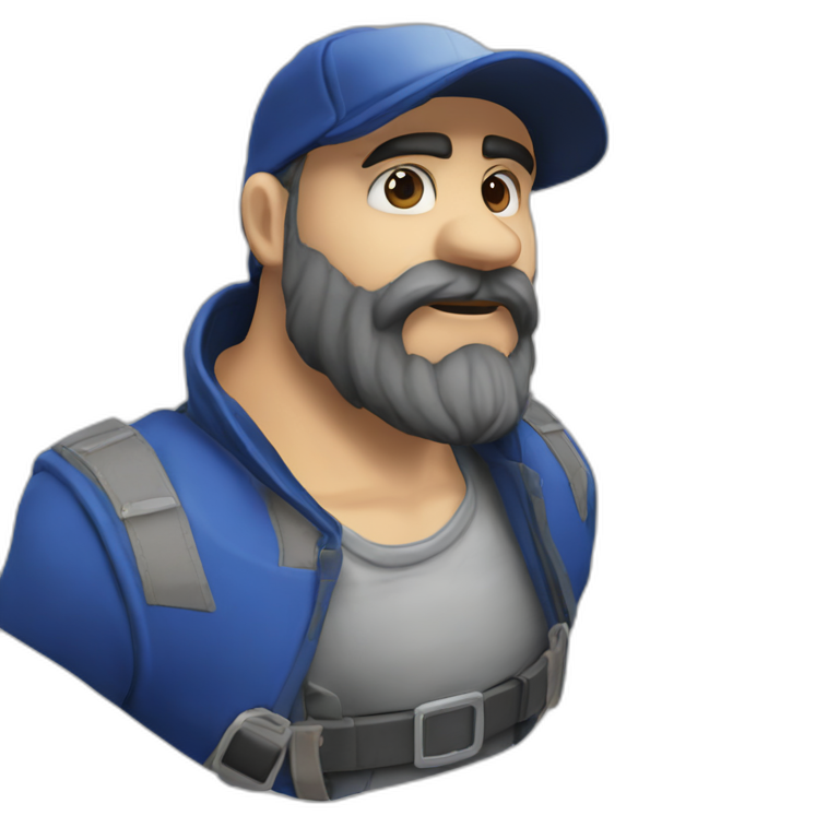 Homme châtain yeux bleu avec barbe de wikings AI Emoji Generator