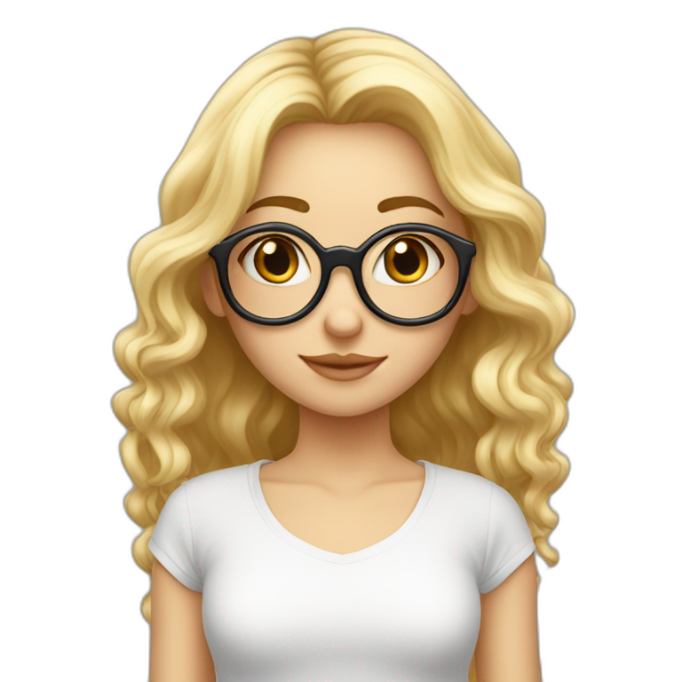 Fille Blonde Lunettes Ronde AI Emoji Generator