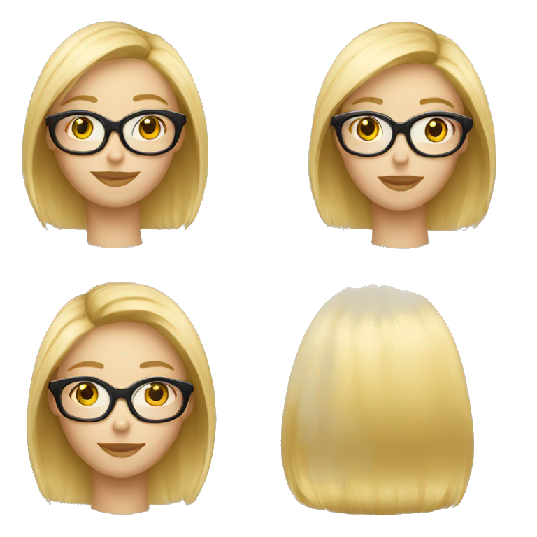 Fille blonde à lunette ceheveux longs AI Emoji Generator