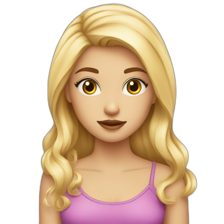 Une Fille Blonde Aux Cheveux Long Lisse Ai Emoji Generator