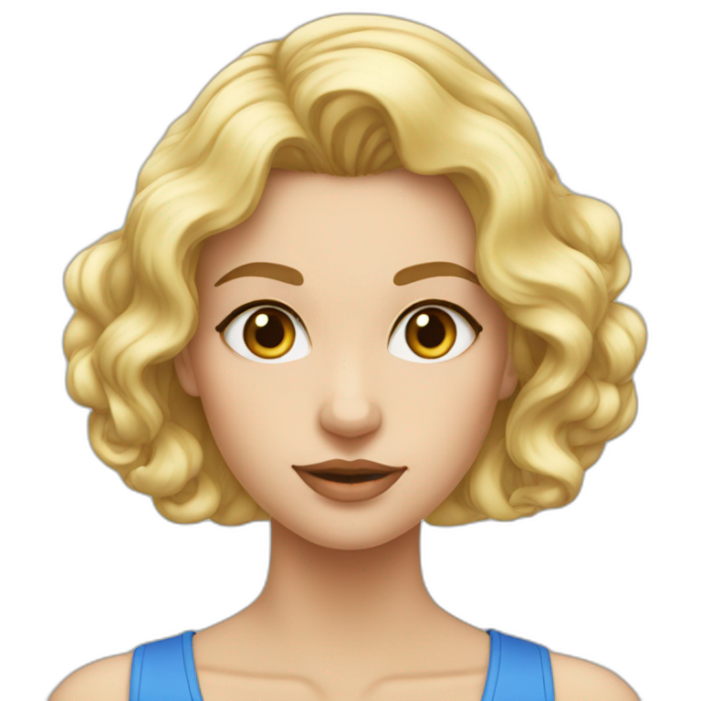 Fille Blonde Cheveux Lisse Yeux Bleu AI Emoji Generator