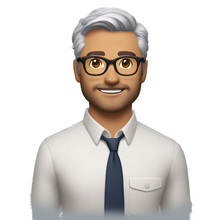 memoji of andrew huberman muscular silver hair, v neck | AI Emoji Generator