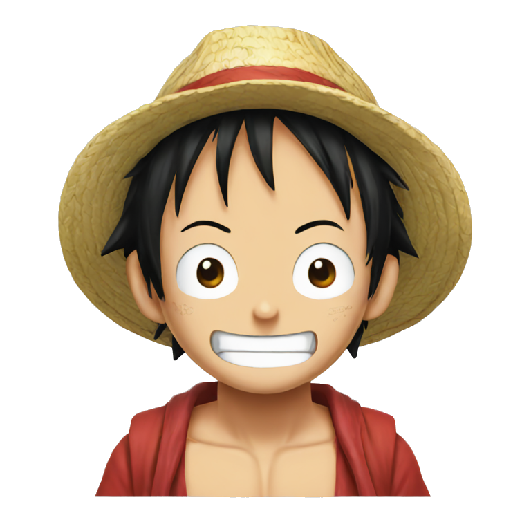 luffy from one piece with meet wearing strawhat | AI Emoji Generator