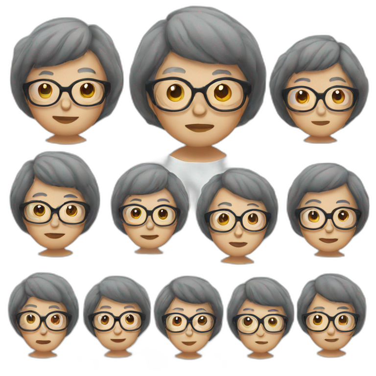 Old woman With black hair. glasses | AI Emoji Generator