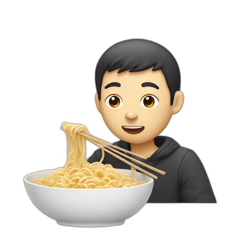 boy and girl eating noodles chinese | AI Emoji Generator