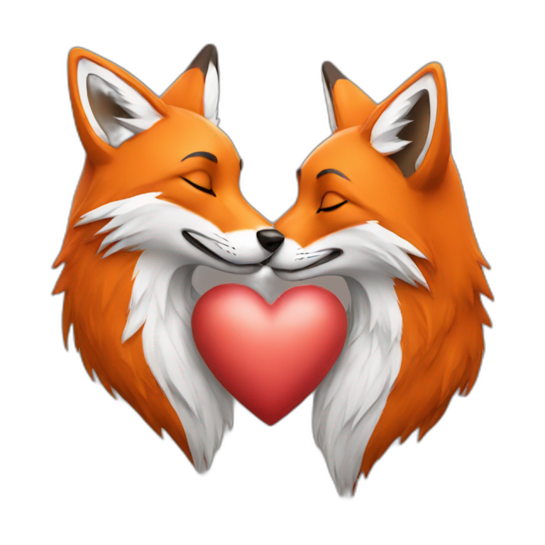 Wolf and fox kissing | AI Emoji Generator