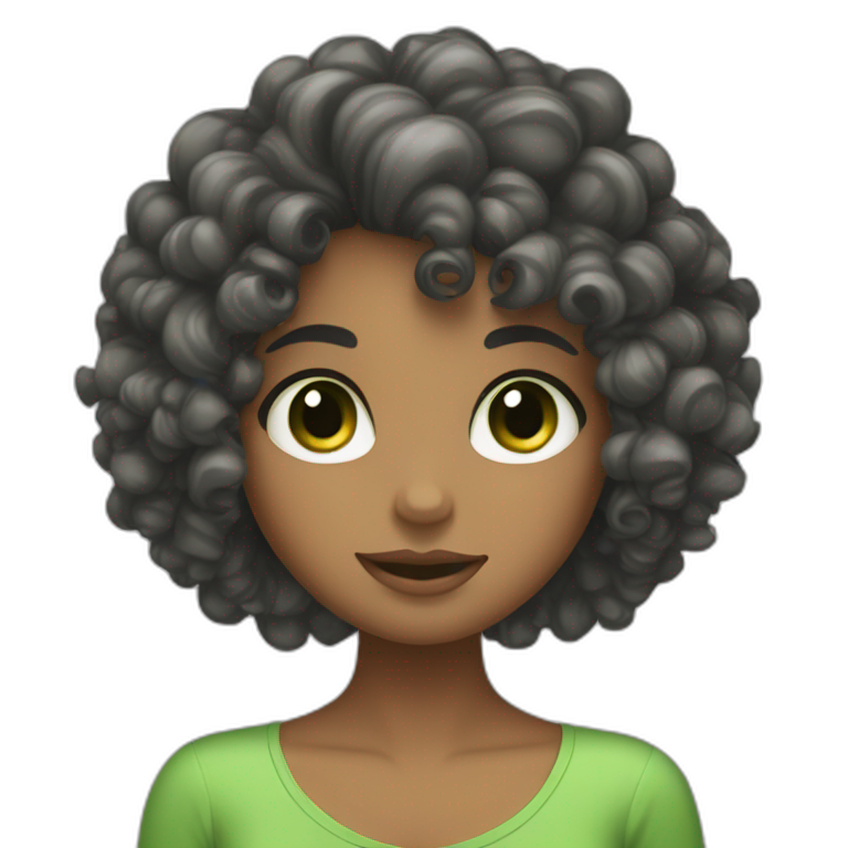 Female With Black Wavy Hair Brown Eyes Tanned Skin Ai Emoji Generator 