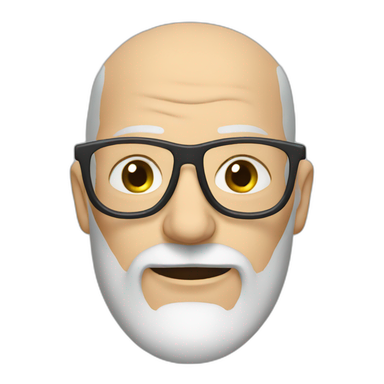 Skinny baldy old man with glasses | AI Emoji Generator