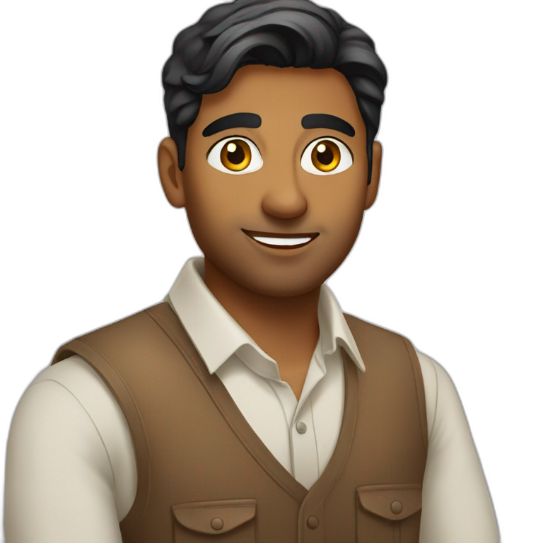 handsome sri lankan guy wearing white shirt | AI Emoji Generator