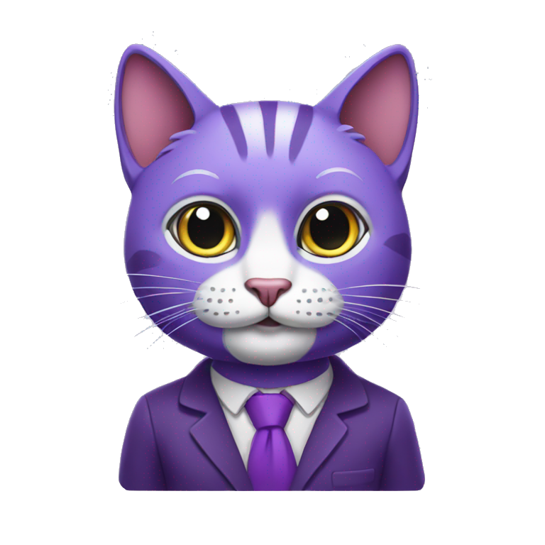 Purple Happy Humanised Cat With A Notebook Ai Emoji Generator 5782