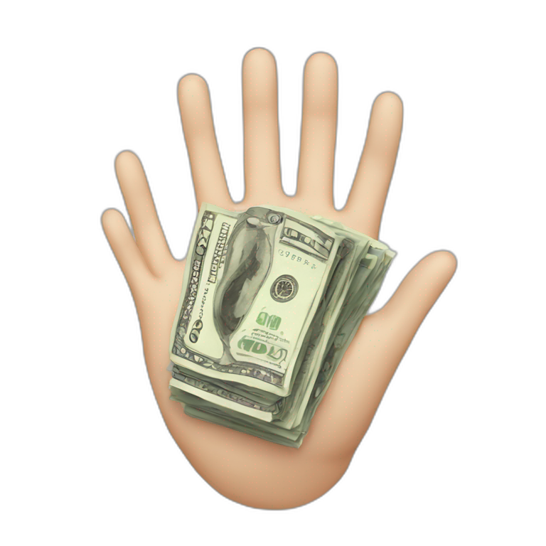 one hand praying, the other hand begging for money | AI Emoji Generator