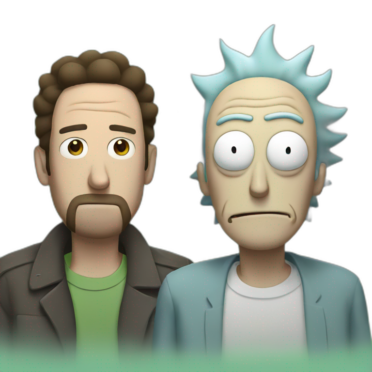 Rick and Morty with guns | AI Emoji Generator