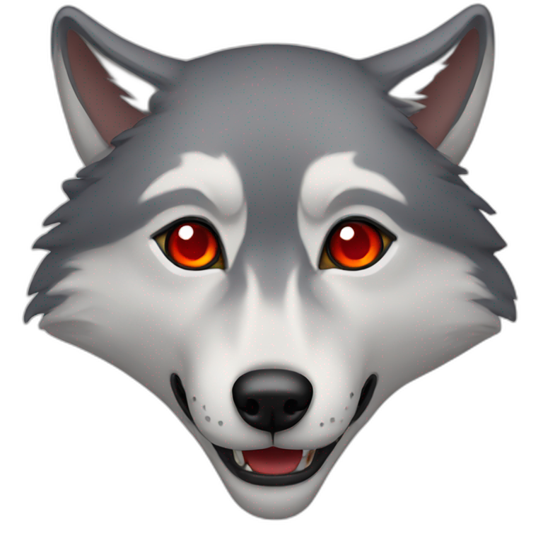 wolf human, red glowing eyes | AI Emoji Generator