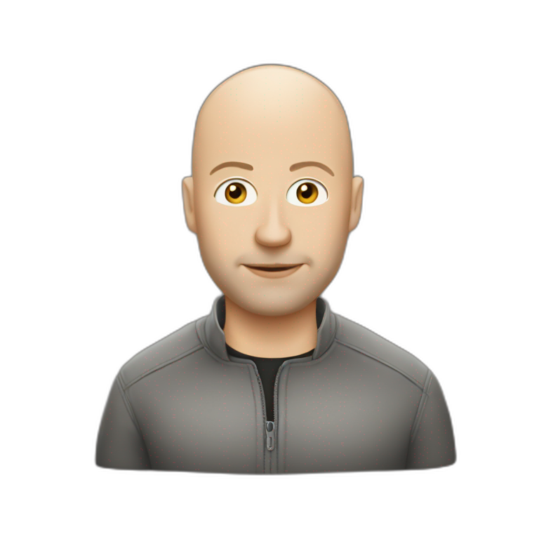 Bald guy with a fat white cat | AI Emoji Generator