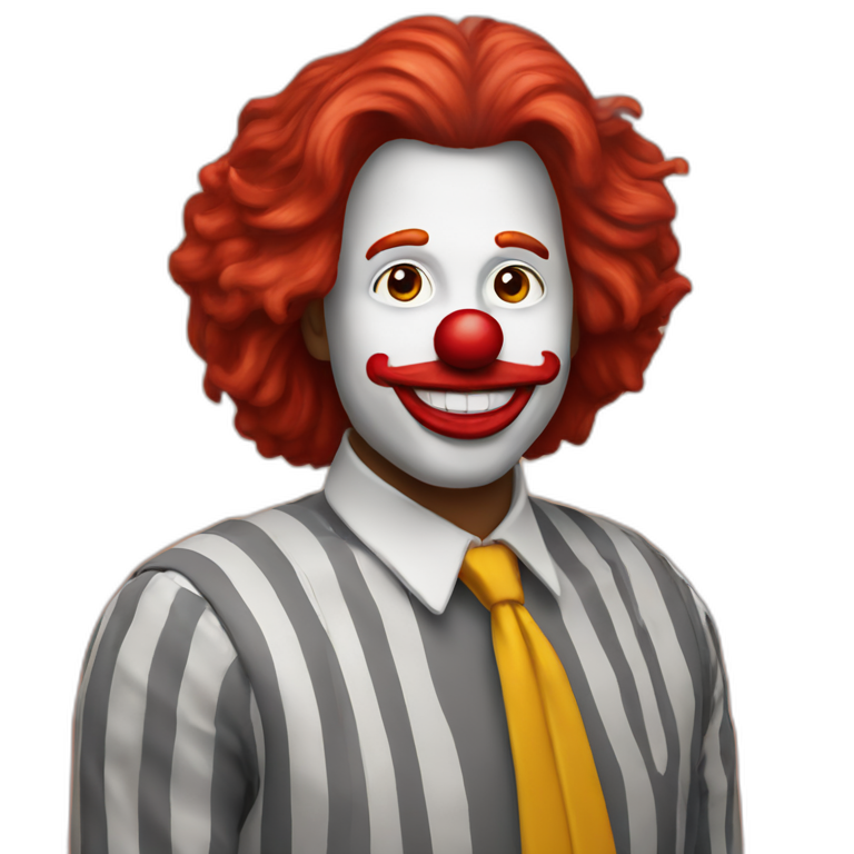 Ronald McDonald drinking a McDonalds soft drink | AI Emoji Generator