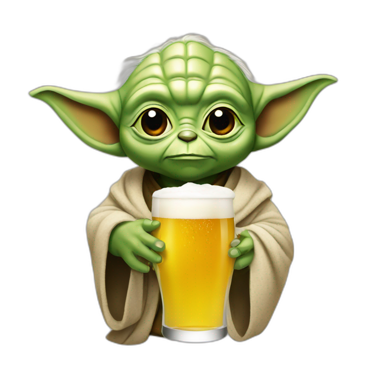 Yoda drink a beer | AI Emoji Generator