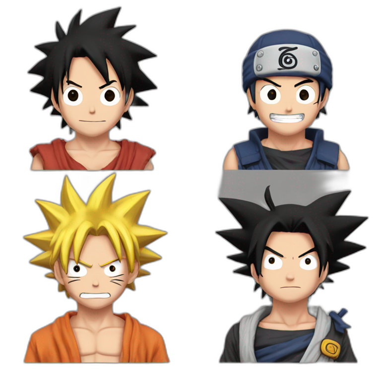 Luffy Goku et Naruto en amie | AI Emoji Generator