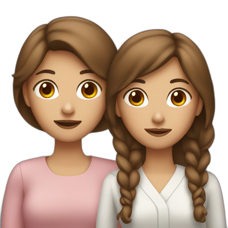 Two women with brown hair married | AI Emoji Generator