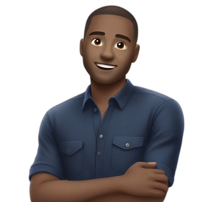 Dapper Dark Skinned Boy With Phone Ai Emoji Generator 3307