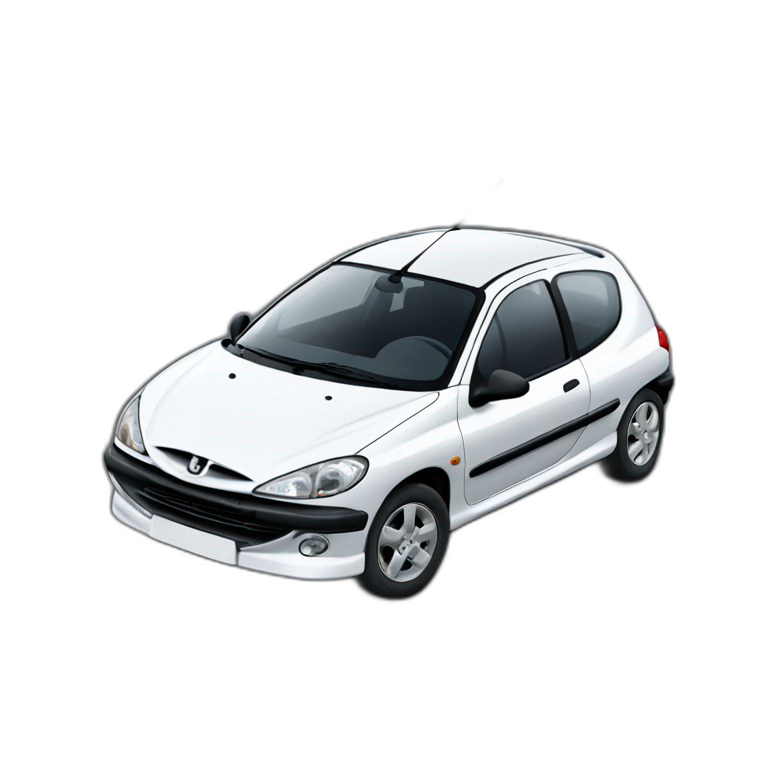 A peugeot 206 flying over a building | AI Emoji Generator