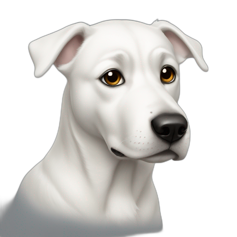 White dog with black eye outlet patch