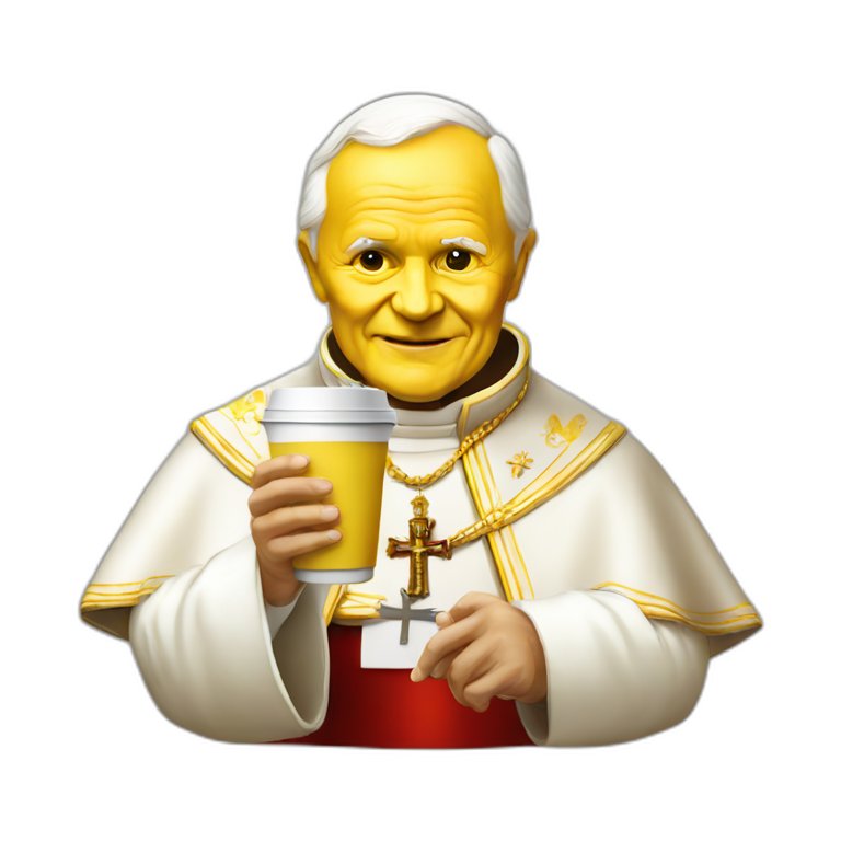 emoji style pope John Paul II offering coffee | AI Emoji Generator