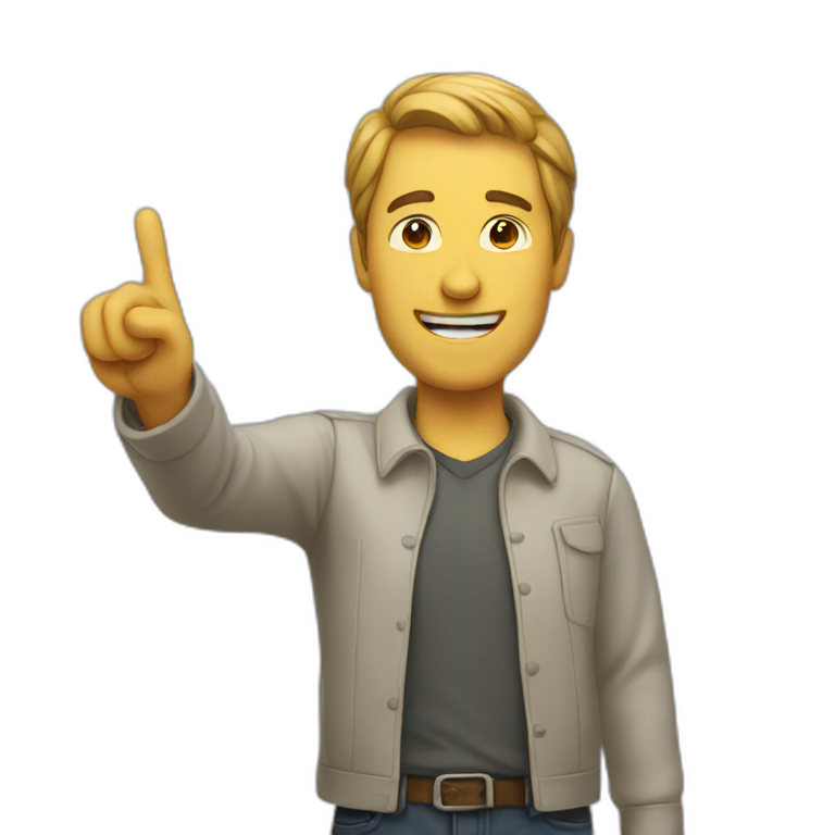 A man pointing on his jawline | AI Emoji Generator