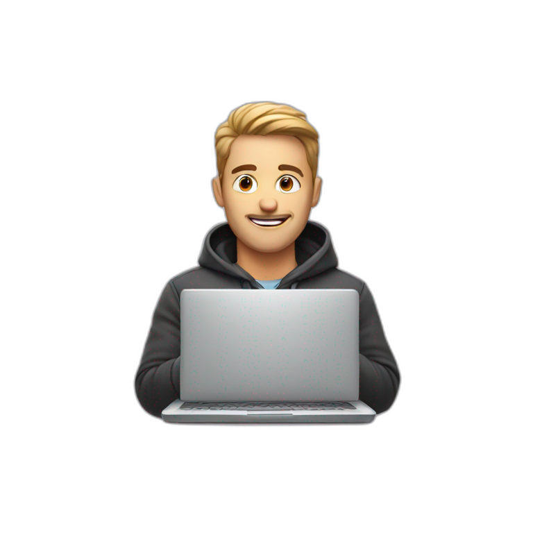 Behind a pc laptop | AI Emoji Generator