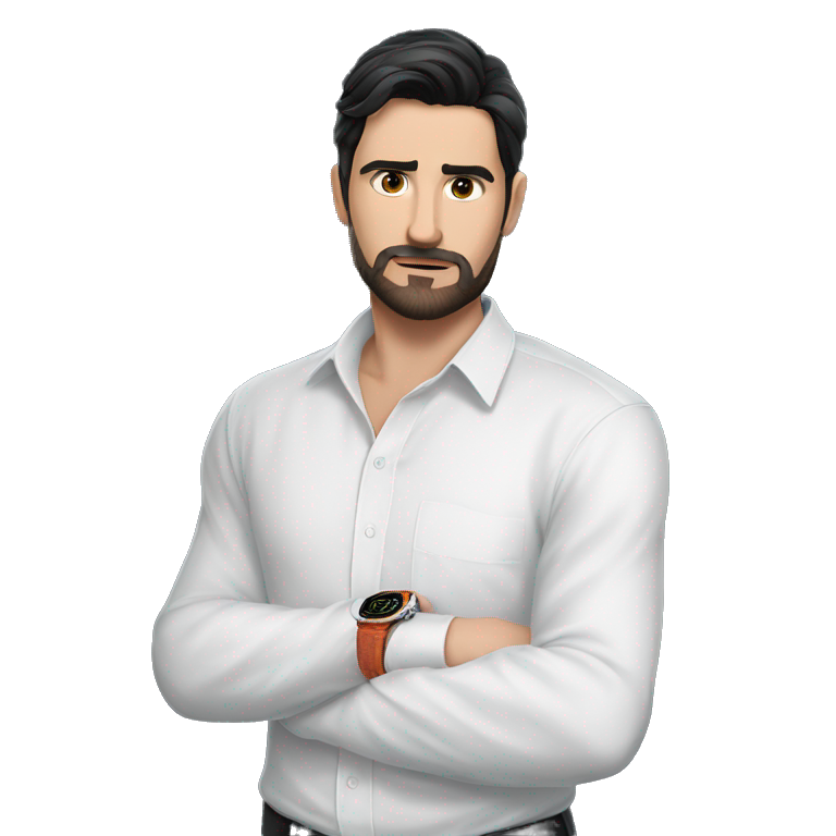 serious guy in white shirt | AI Emoji Generator