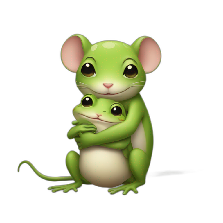 Bear frog dragon mouse bunny hugging | AI Emoji Generator