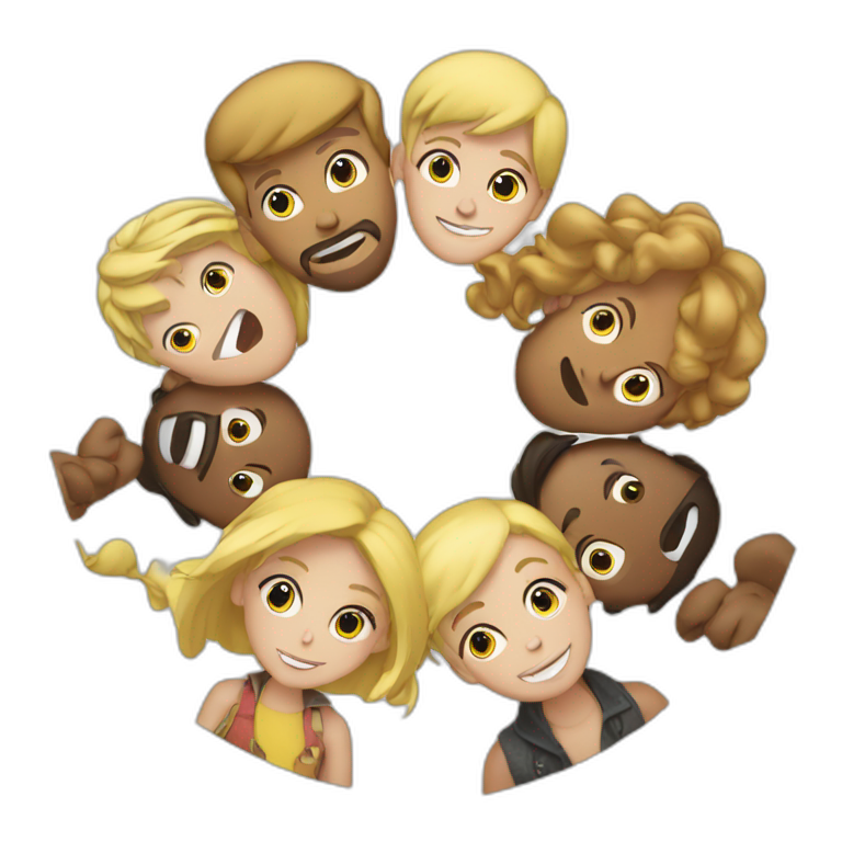 five black guys standing behind a girl | AI Emoji Generator