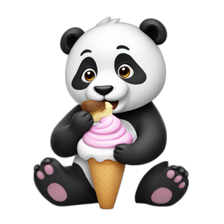 Panda eating ice cream | AI Emoji Generator