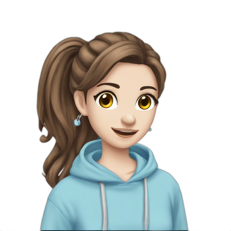 serene girl with ponytail | AI Emoji Generator