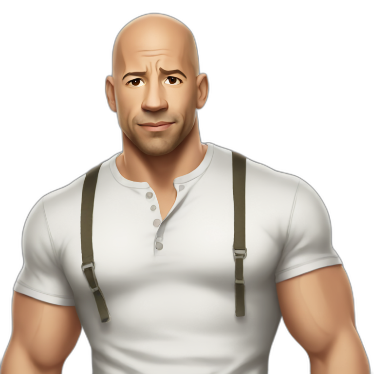 vin diesel serious cartoon wearing henley | AI Emoji Generator