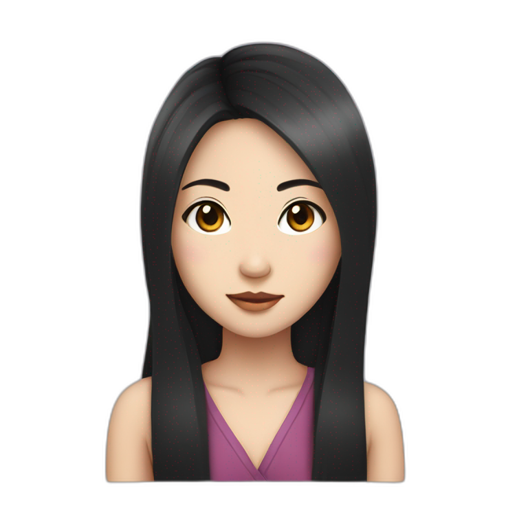 wasian girl with black hair and eyeliner from head to chest | AI Emoji ...