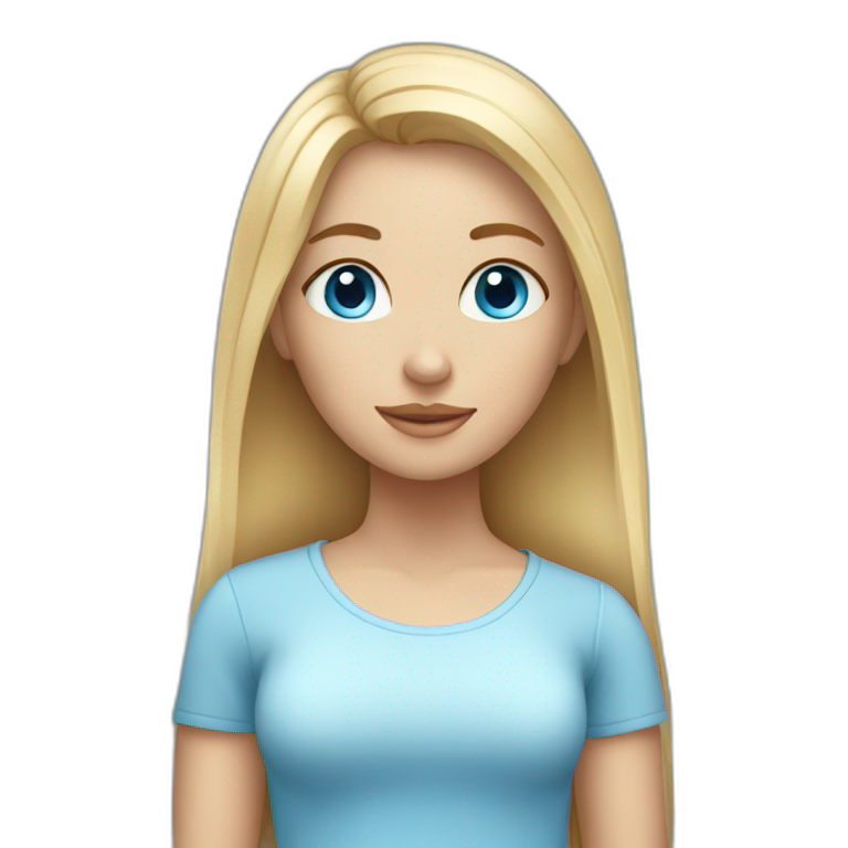 Young Girl Blonde And Straight Hair With Blue Eyes Ai Emoji Generator 