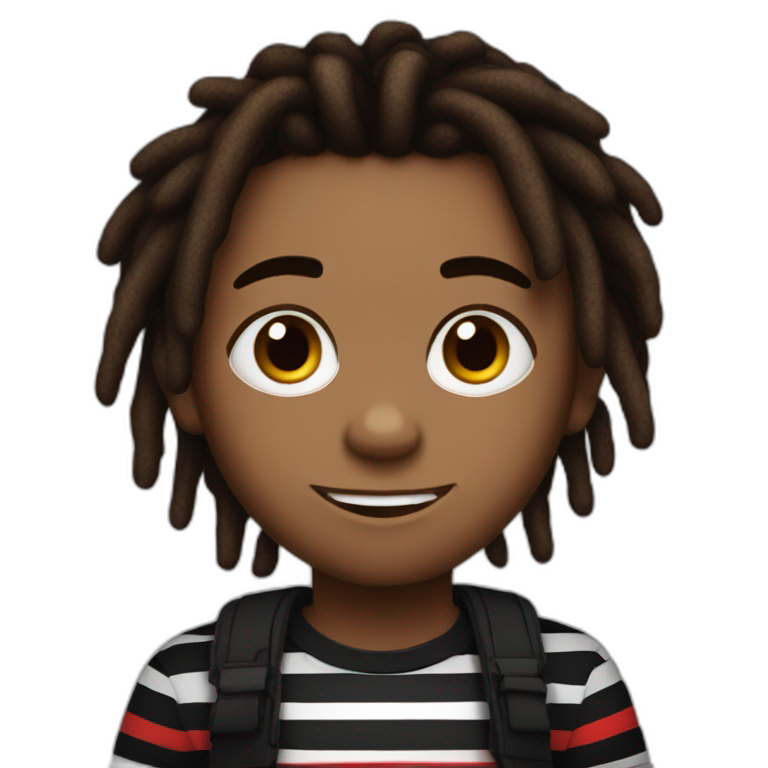 Brownskin boy with red and black striped dreads with black t shirt not ...