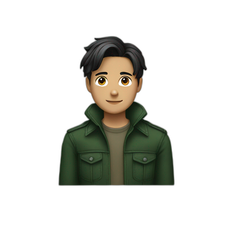 A white ESG talent wears forest-green clothes | AI Emoji Generator