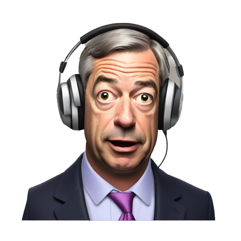 Nigel Farage listening to music with eyes closed | AI Emoji Generator