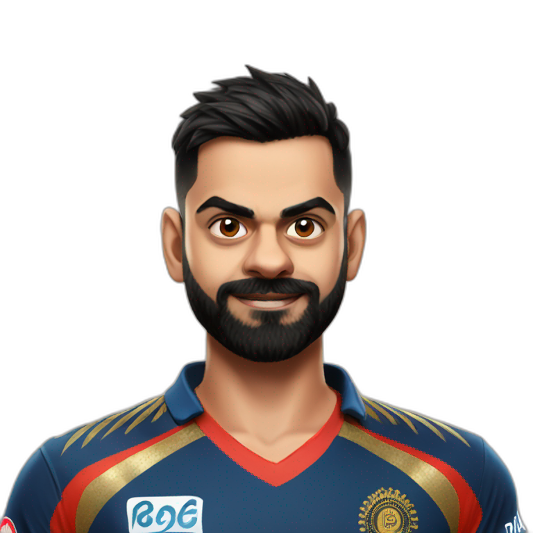 Virat kohli with cricket bat in Indian team jersey | AI Emoji Generator