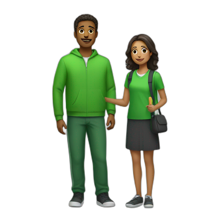 mentor with a student in green clothes | AI Emoji Generator