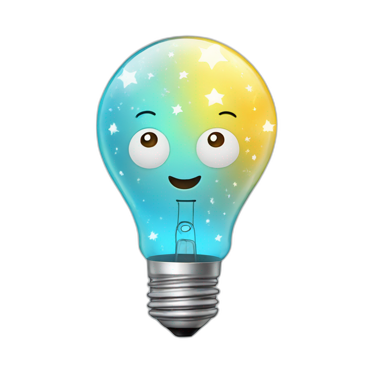 light bulb with little brain sparkles inside | AI Emoji Generator