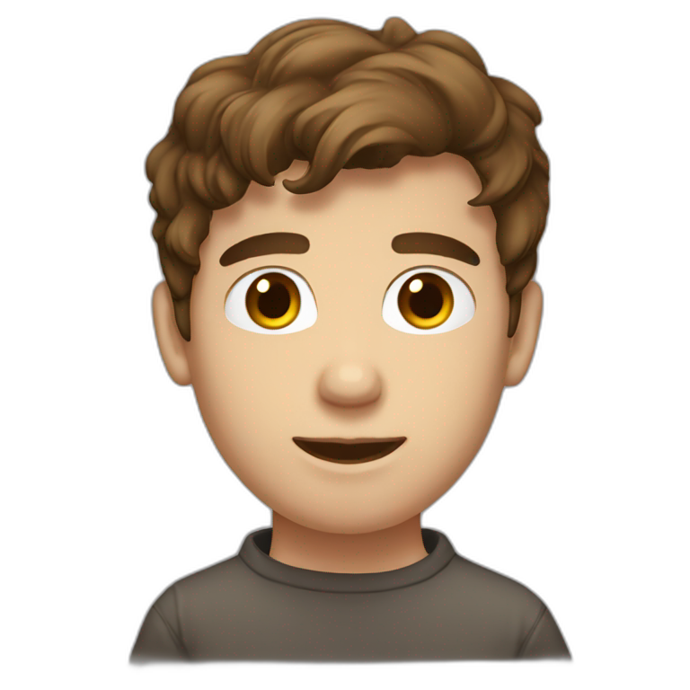 A 19 years Old boy with brown hair wearing headphones | AI Emoji Generator