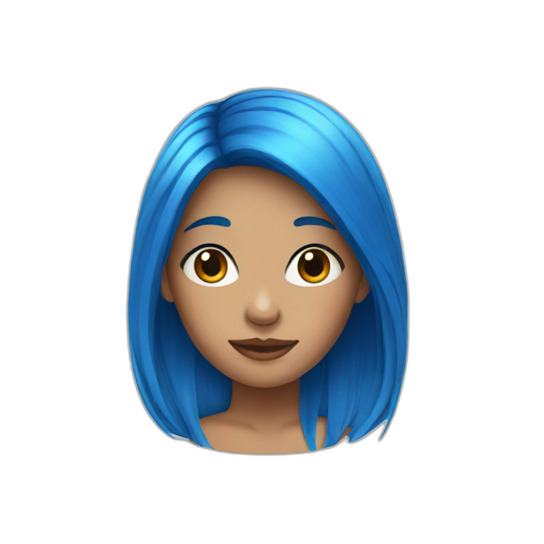 Blue hair blonde hair white skin girl | AI Emoji Generator