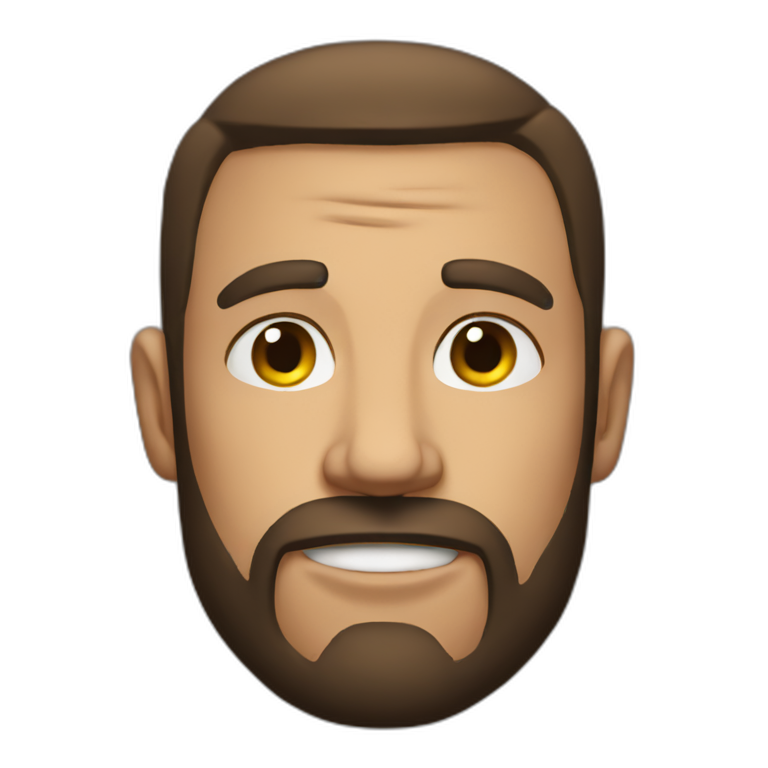 Chad white guy with black hair and strong jawline | AI Emoji Generator