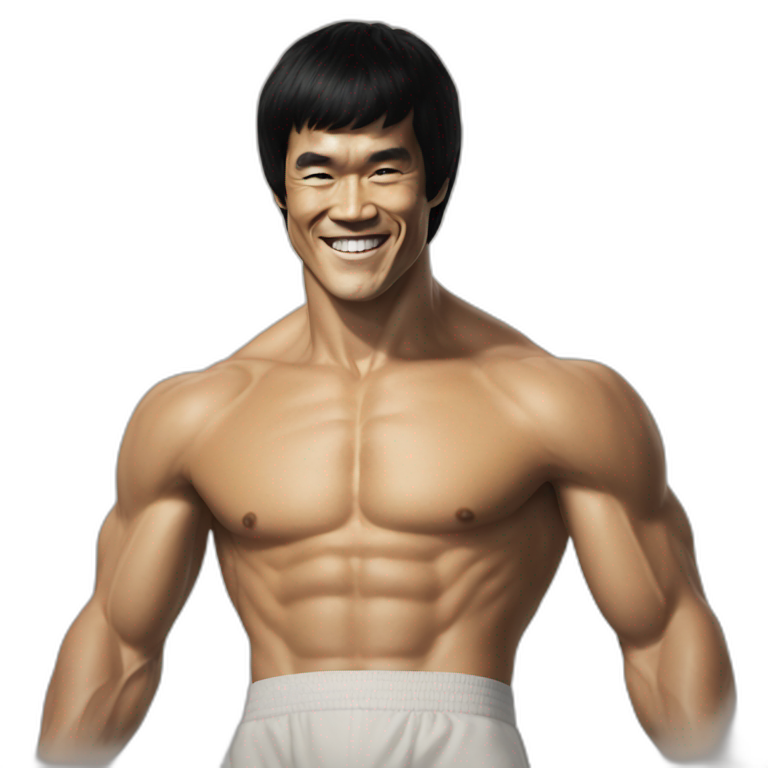 Bruce Lee smiling | AI Emoji Generator