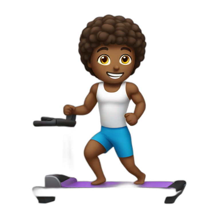 Batman wearing headphone working out in the gym | AI Emoji Generator