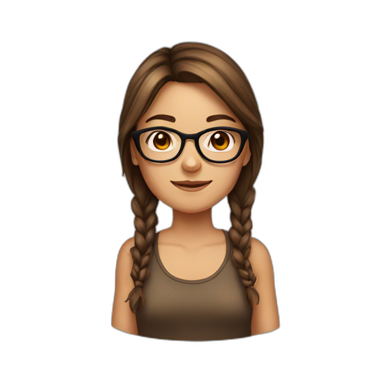 Girl with brown hair and glasses | AI Emoji Generator