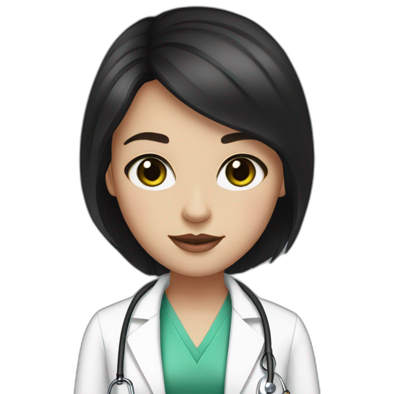 doctor, black hair, girl, white skin, straight hair, green eyes | AI ...