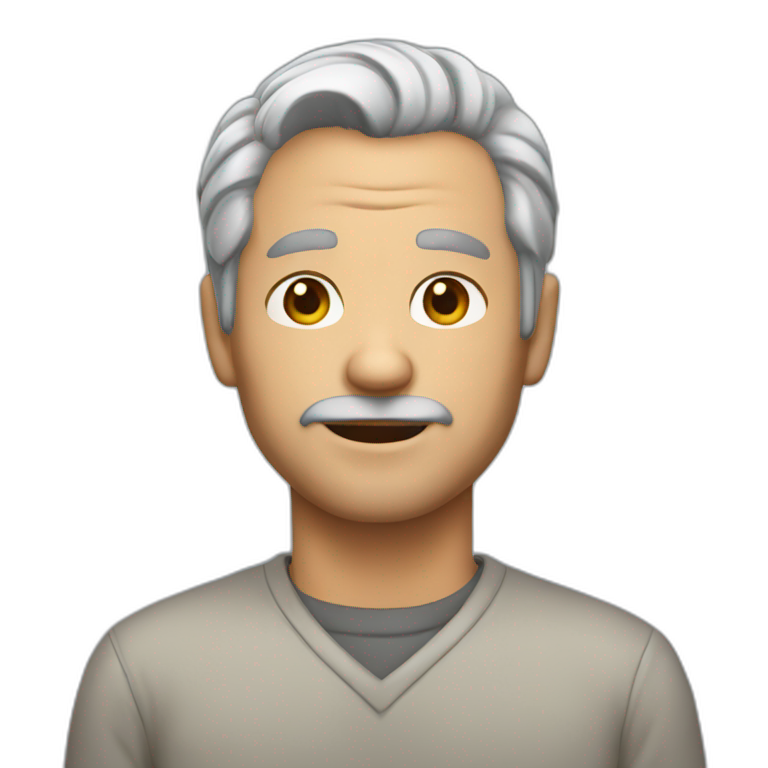 Gray haird 60 years old man with beard and green eyes | AI Emoji Generator